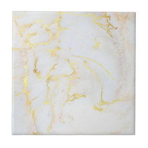 Gold White Marble Customisable Elegant Template Tile