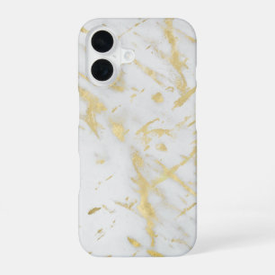 Gold & White Marble Glam Designer Modern Style iPhone 16 Case