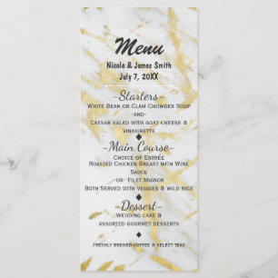 Gold & White Marble Glam Elegant Designer Menu