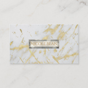 Gold & White Marble Glam Elegant Modern Style Business Card