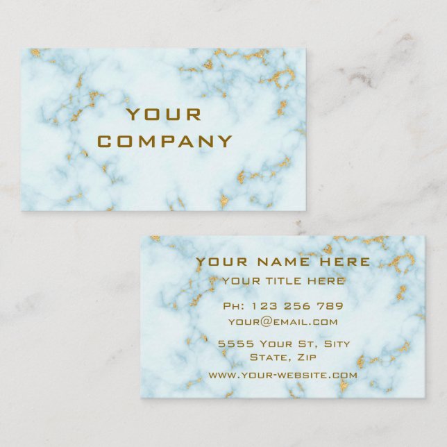 Gold White Marble Golden Text Professional Luxury Business Card (Front/Back)