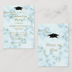 Gold White Marble Graduation Invitation Card