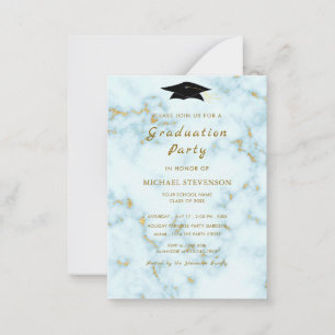 Gold White Marble Graduation Invitation Example