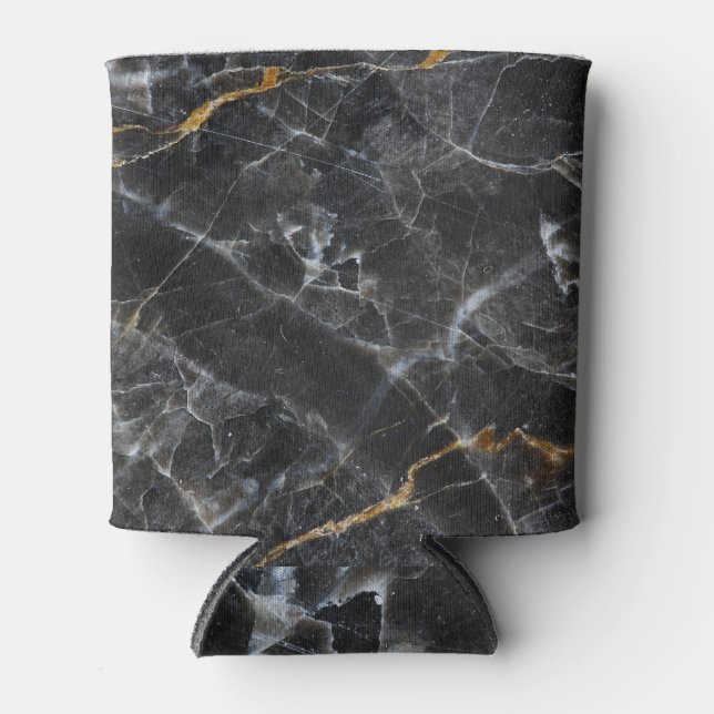 Gold White Marble Texture Design Can Cooler (Front)
