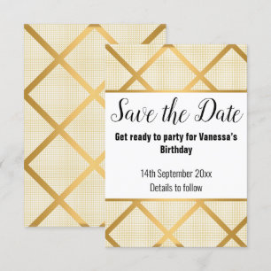 GOLD WHITE MERMAID SCALE SAVE THE DATE RSVP CARD