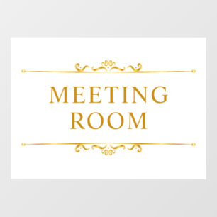 Gold White Minimal Door Sign Window Cling