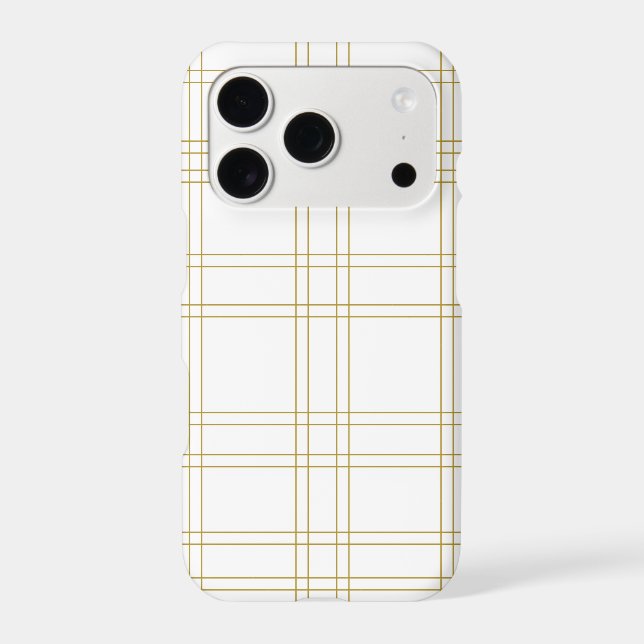 Gold & White Minimal Modern Plaid Clean Pattern (Back)