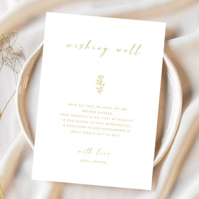 Gold & White Minimal Wedding Wishing Well Card (Creator Uploaded)