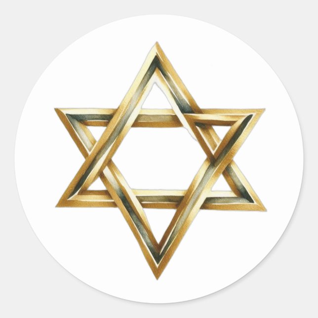 Gold White Minimalist Star Of David Icon Clipart  Classic Round Sticker (Front)