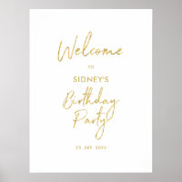 Gold & White Modern Birthday Party Welcome