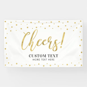 Gold & White   Modern Cheers All Occasions Party Banner