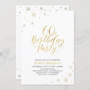 Gold & White Modern Chic 60th Birthday Party Invitation