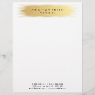Gold White Modern Elegant Glamour Template Custom Letterhead