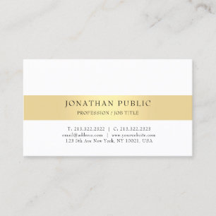 Gold White Modern Minimalist Elegant Template Business Card
