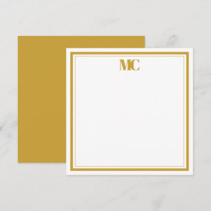 Gold White Modern Minimalist Monogram Two Borders Invitation