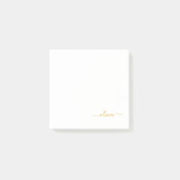 Gold White Modern Script Girly Monogram Name