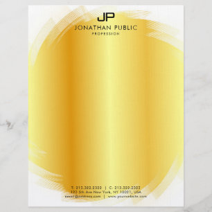 Gold White Monogram Simple Template Modern Custom Letterhead