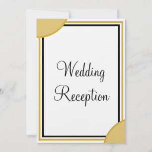 Gold White Monogram Wedding Reception  Invitation