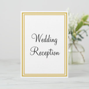 Gold White Monogram Wedding Reception Invitation