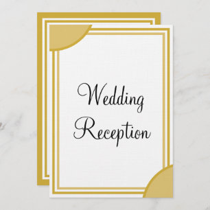Gold White Monogram Wedding Reception Invitation