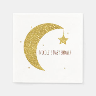 Gold & White Moon & Stars Baby Shower Napkin