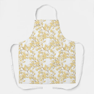Gold White Morning Glory FloweAll-Over Print Apron