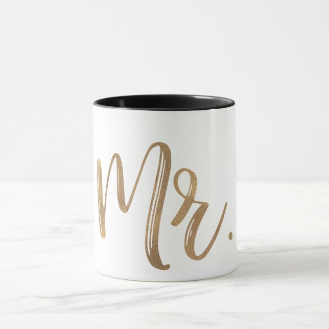 Gold & White MR. Typography Modern Minimal Type Mug (Center)
