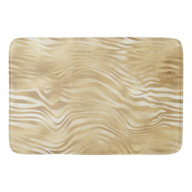 Gold White Ombre Zebra  Bath Mat (Front)