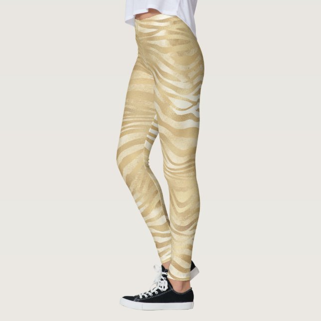 Gold White Ombre Zebra  Leggings (Left)