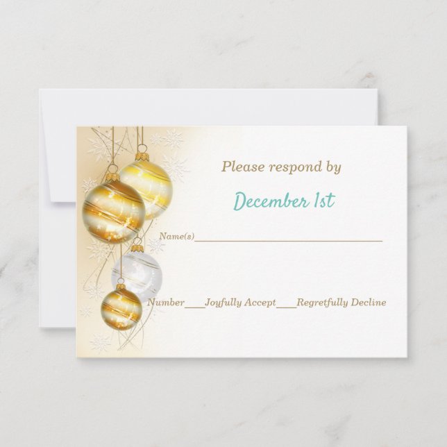 Gold & White Ornaments Christmas Wedding Invitation (Front)