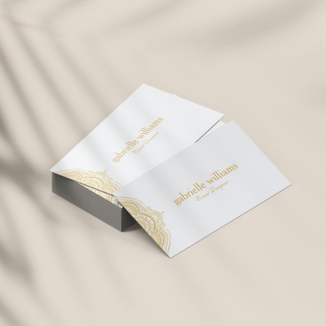 Gold White Paisley Mandala Business Card (Creator Uploaded)