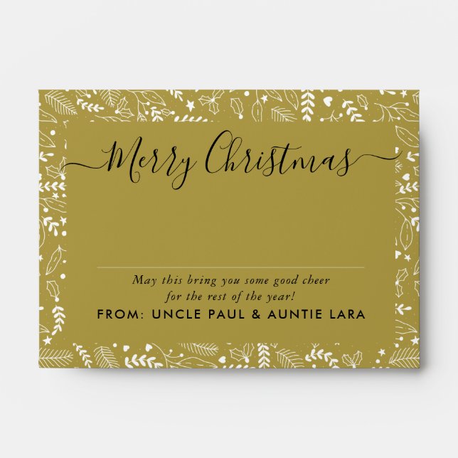 Gold White Pattern Merry Christmas Money Envelope (Front)
