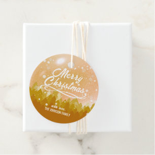 Gold White Peaceful Snow Forest Christmas New Year Favour Tags