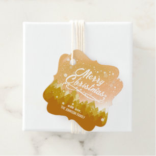 Gold White Peaceful Snow Forest Christmas New Year Favour Tags