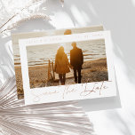 Gold White Photo Wedding Save the Date Rose<br><div class="desc">Announce your special day with our elegant Gold White Photo Wedding Save the Date Rose Foil card, featuring a striking photo design adorned with luxurious gold foil accents. This sophisticated card showcases two of your favourite photos, capturing the essence of your love story. Perfect for setting a romantic tone, it...</div>