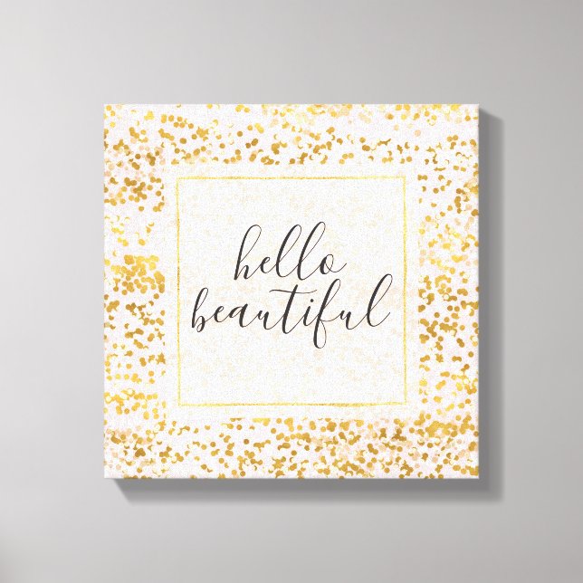 Gold White Pink Confetti Canvas Print (Front)