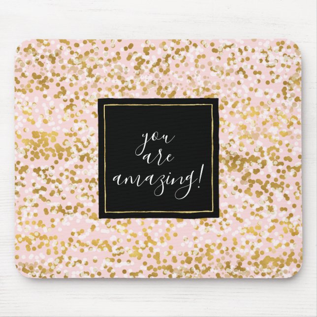 Gold White Pink Confetti Mouse Pad (Front)