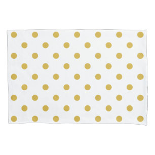Gold White Polka Dots Pattern Pillowcase