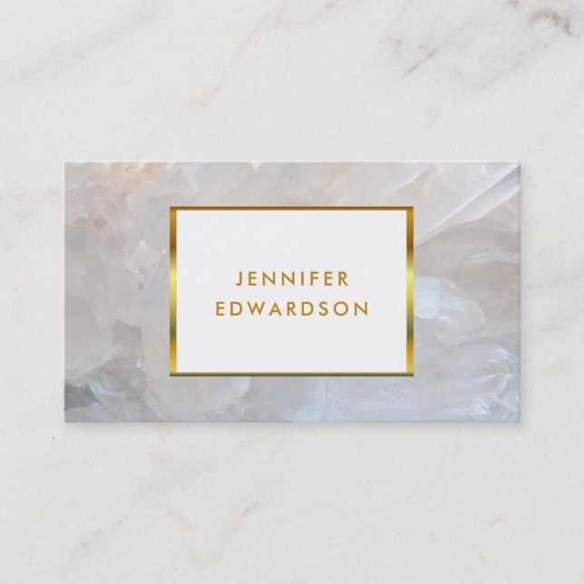 Gold white quarts gemstone professional business card (Front)