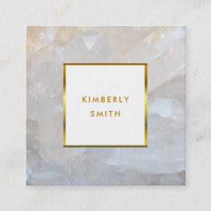 Gold white quarts gemstone professional square business card