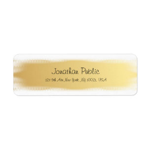 Gold White Script Luxury Modern Return Address