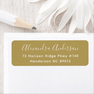 Gold White Script Name Return Address