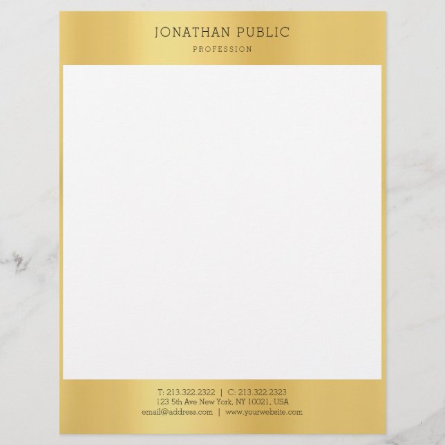 Gold White Simple Modern Professional Template Custom Letterhead (Front)