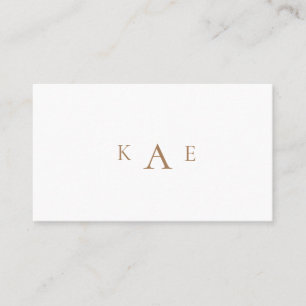 Gold & White Simple Monogram Business Card