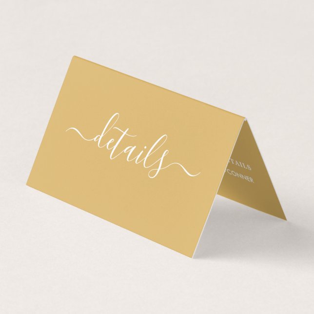 Gold & White Simple Script With Photo Detail Card (Front)
