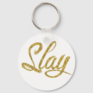 Gold &  White Slay Key Ring