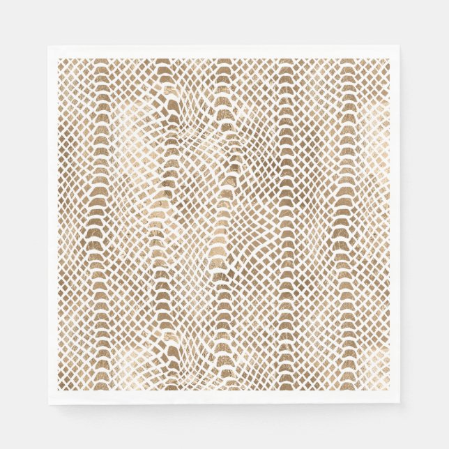 Gold White Snake Print Napkin (Front)