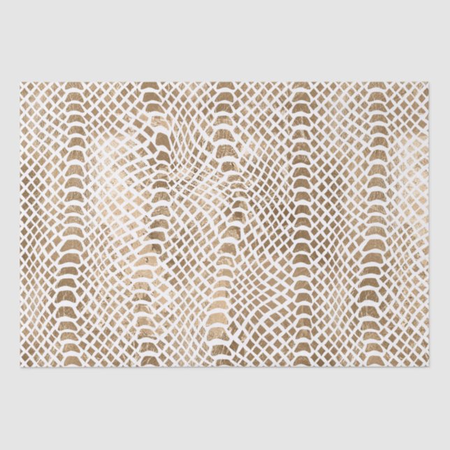 Gold White Snake Print Tissue Paper (Front)