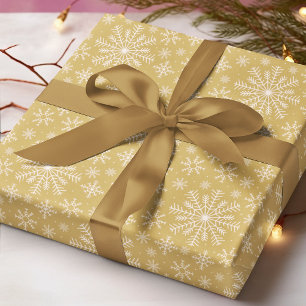 Gold White Snowflake Christmas Winter Pa Wrapping Paper
