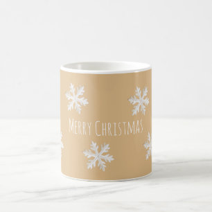 Gold White Snowflakes Christmas Coffee Mug